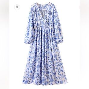 Goodnight Macaroon Blue White Maxi Dress Small